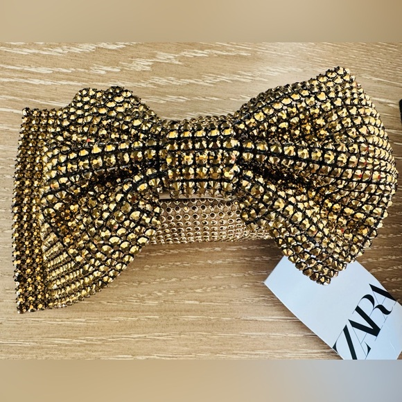 ZARA MINI BOW GOLDEN BAG - Picture 12 of 13